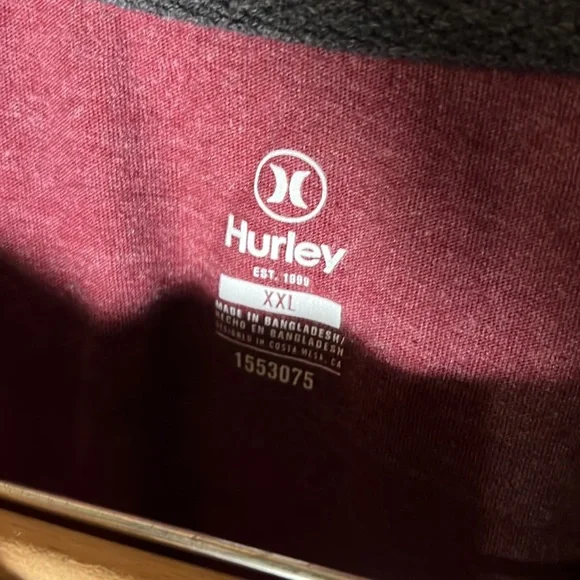Hurley Mens LS Embroidered Logo Tee Color Red/Gray Size XXL - Picture 3 of 4